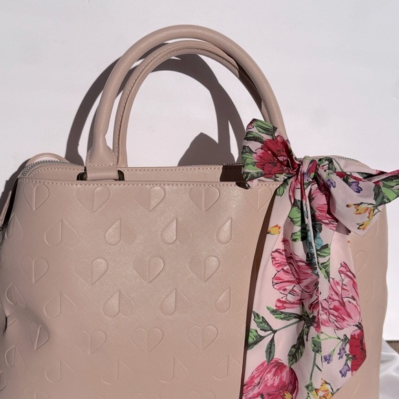 Betsey Johnson Cream Satchel with Floral Scarf - Picture 4 of 9